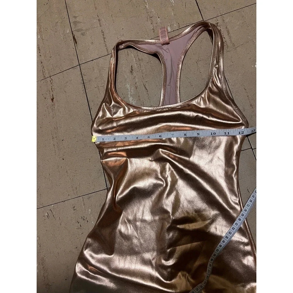 SKIMS METALLIC SWIM CYCLE SUIT